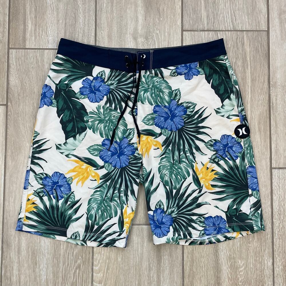 Hurley Phantom Board Shorts Mens 32 Tropical Floral Stretch Swim Surf Trunks